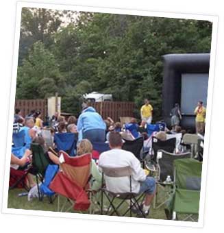 Movie night at campground