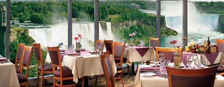 dining with a awesome view of the falls